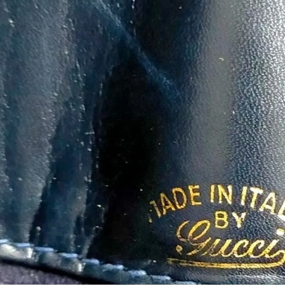 Auth Vintage Gucci Navy Blue Leather Suede Shoulder Bag Preloved Purse Old Gucci - Picture 12 of 14